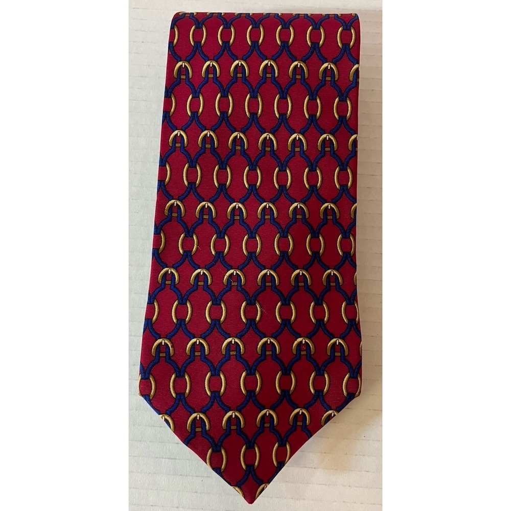Brooks Brothers Makers Mens Necktie Striped‎ Silk Maroon Blue Gold
